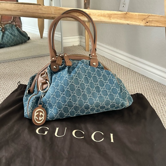 Gucci Denim Medium Sukey Tote Shoulder Bag - Picture 3 of 17